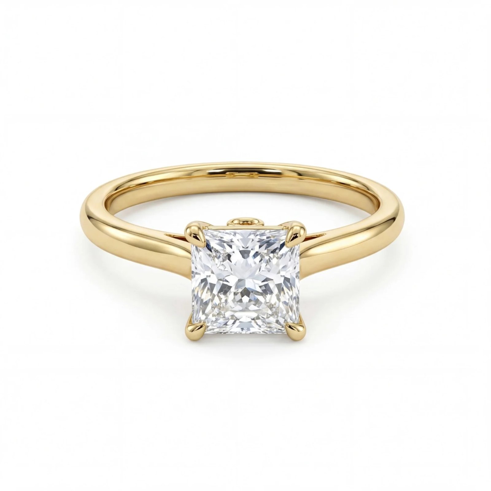 1 Carat PIYAMA IGI Certified Princess Cut Lab-Grown Diamond Ring in Hallmarked Gold
