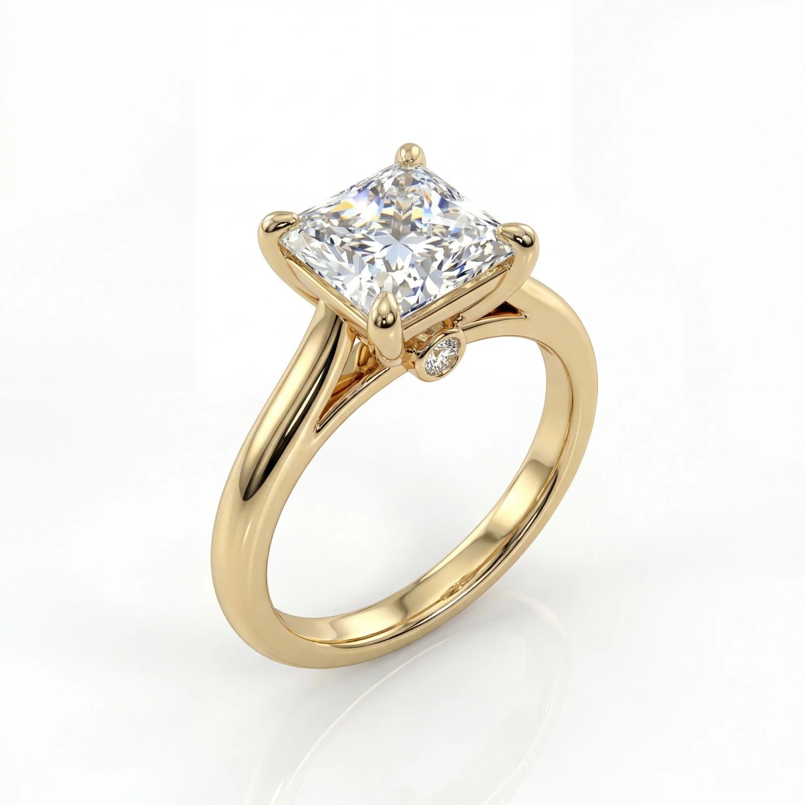 1 Carat PIYAMA IGI Certified Princess Cut Lab-Grown Diamond Ring in Hallmarked Gold